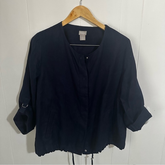 Chico’s snap front with elastic rolled sleeves size 2 - Picture 1 of 5
